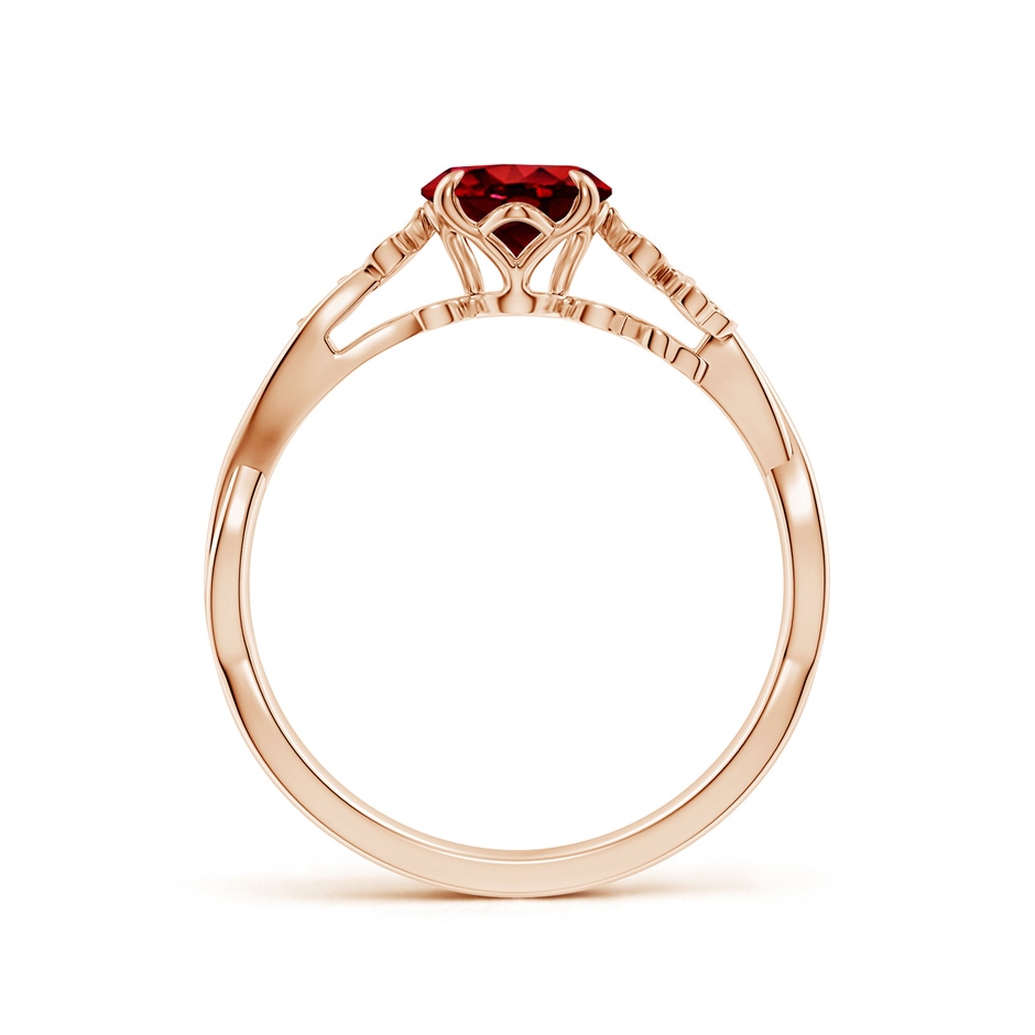 8x6mm AAAA Nature-Inspired Oval Ruby Floral Engagement Ring in 18K Rose Gold side 199