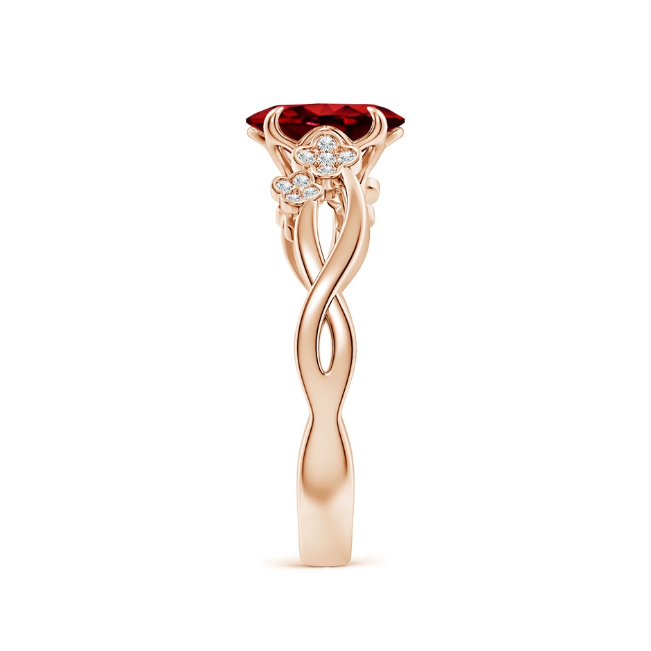 8x6mm AAAA Nature-Inspired Oval Ruby Floral Engagement Ring in 18K Rose Gold side 299