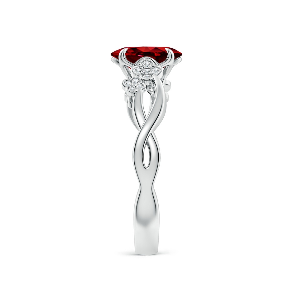 8x6mm AAAA Nature-Inspired Oval Ruby Floral Engagement Ring in P950 Platinum side 299