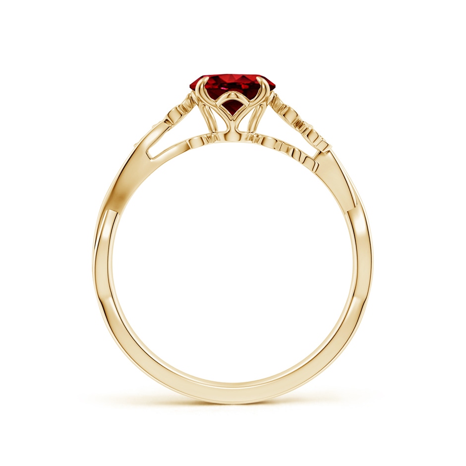 8x6mm AAAA Nature-Inspired Oval Ruby Floral Engagement Ring in Yellow Gold side 199