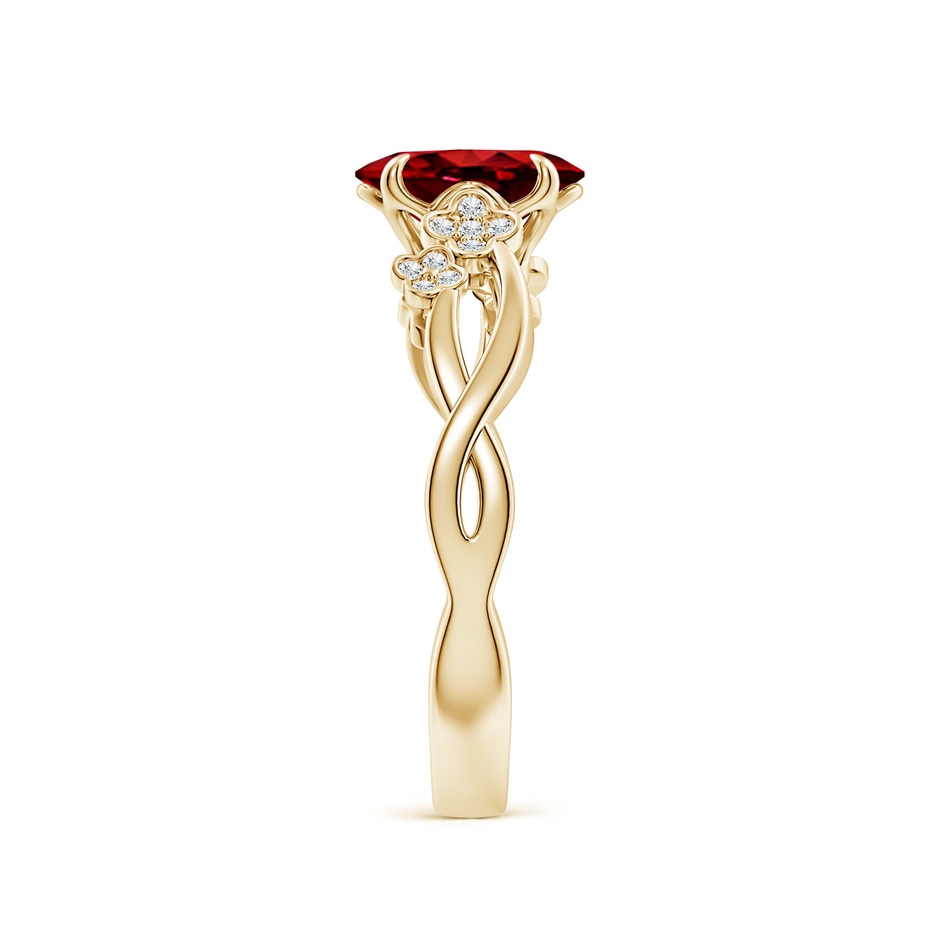 8x6mm AAAA Nature-Inspired Oval Ruby Floral Engagement Ring in Yellow Gold side 299