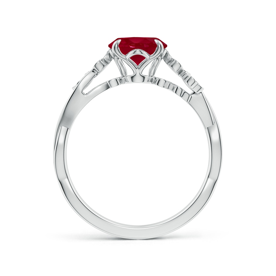 9x7mm AA Nature-Inspired Oval Ruby Floral Engagement Ring in 18K White Gold side 199