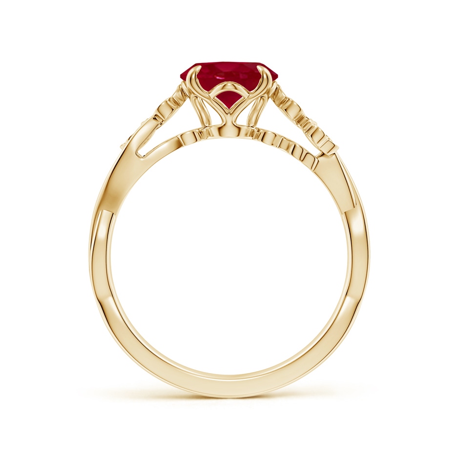 9x7mm AA Nature-Inspired Oval Ruby Floral Engagement Ring in Yellow Gold side 199