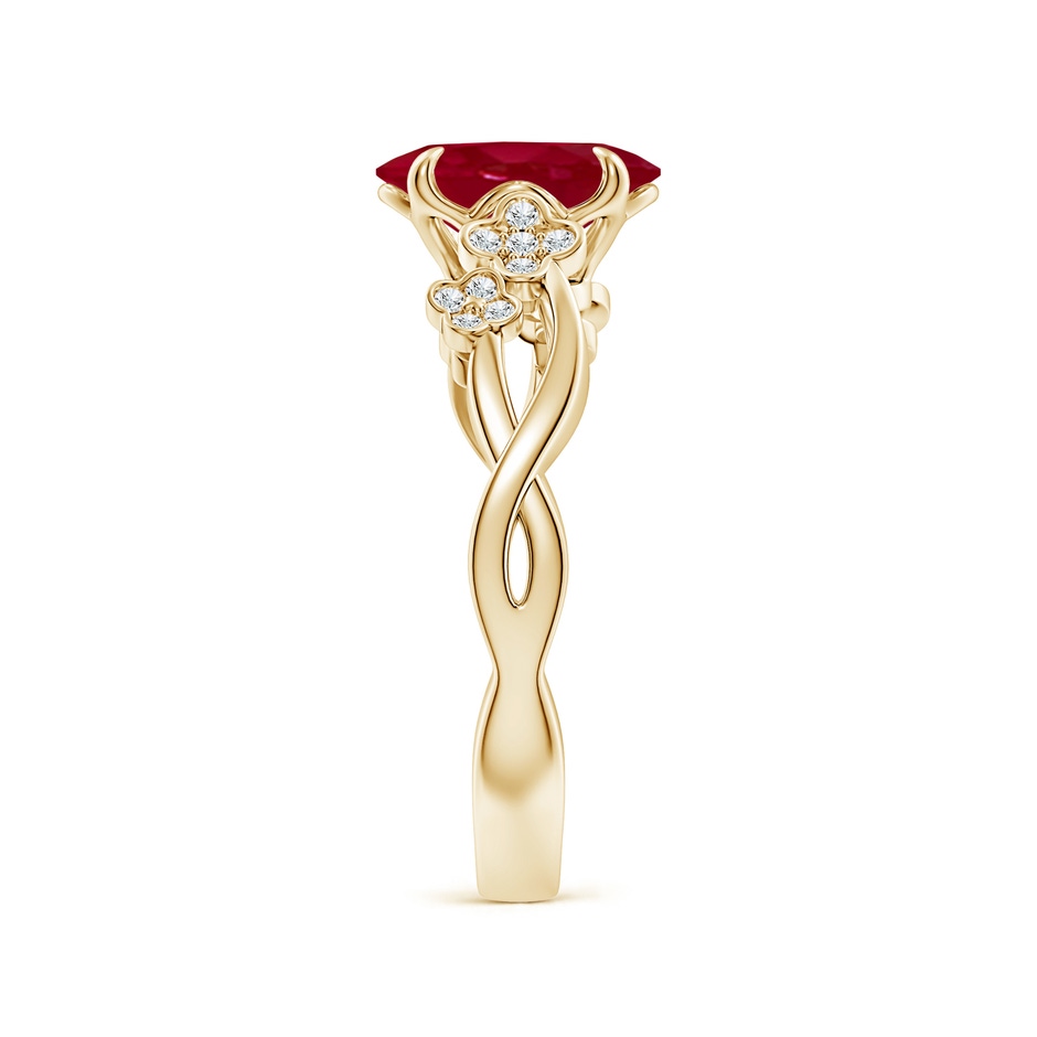 9x7mm AA Nature-Inspired Oval Ruby Floral Engagement Ring in Yellow Gold side 299