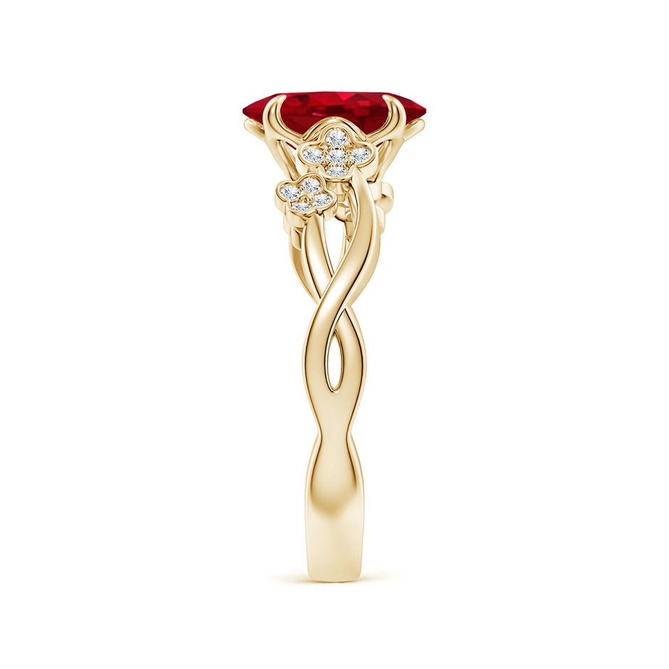 9x7mm AAA Nature-Inspired Oval Ruby Floral Engagement Ring in 18K Yellow Gold side 299