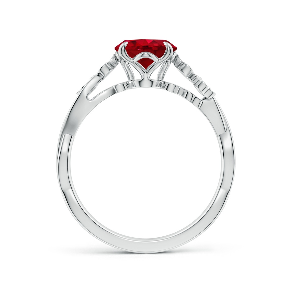 9x7mm AAA Nature-Inspired Oval Ruby Floral Engagement Ring in P950 Platinum side 199