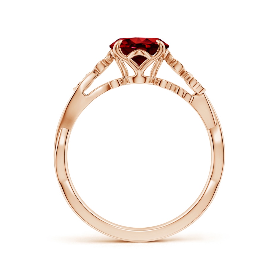 9x7mm AAAA Nature-Inspired Oval Ruby Floral Engagement Ring in 18K Rose Gold side 199