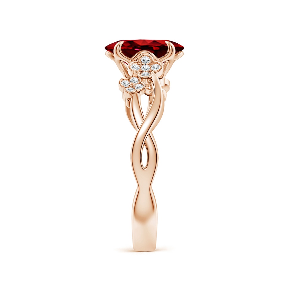 9x7mm AAAA Nature-Inspired Oval Ruby Floral Engagement Ring in 18K Rose Gold side 299