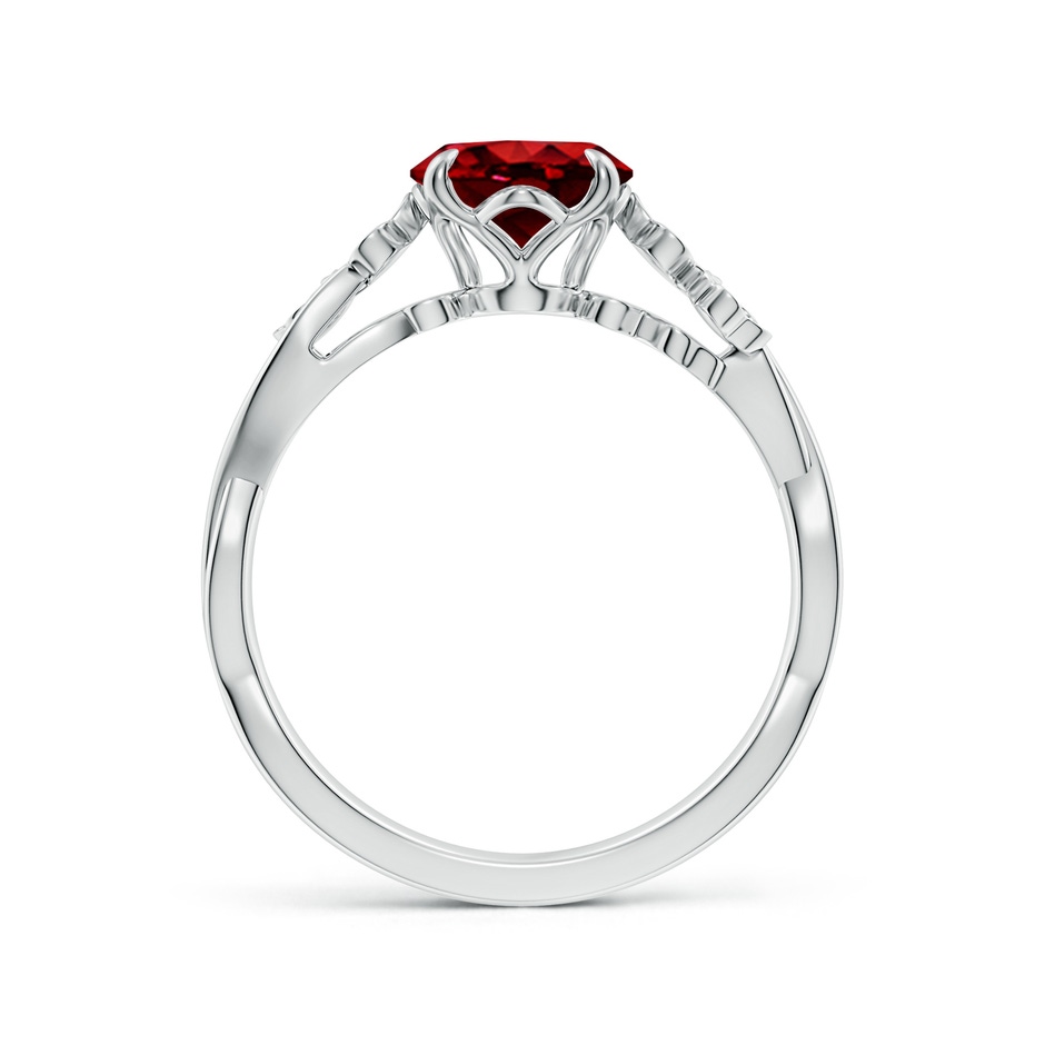 9x7mm AAAA Nature-Inspired Oval Ruby Floral Engagement Ring in 18K White Gold side 199