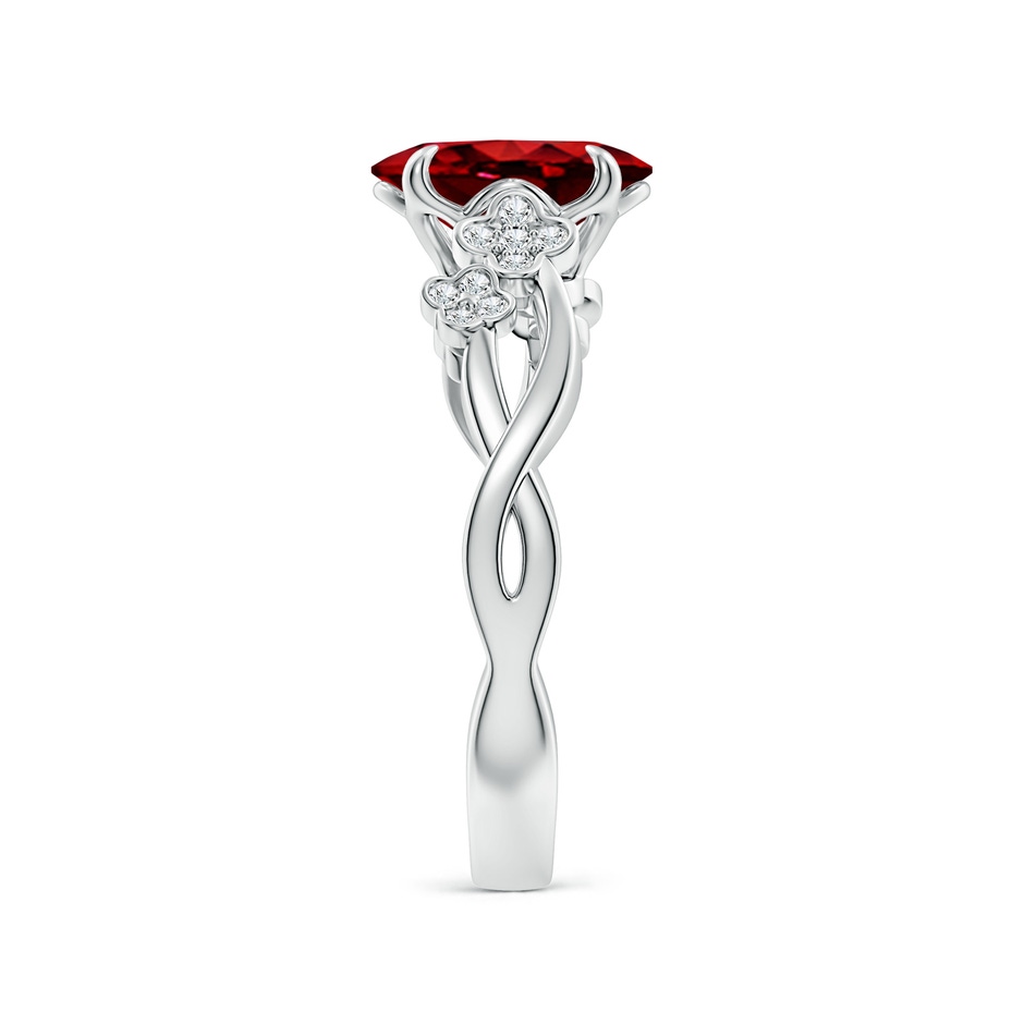 9x7mm AAAA Nature-Inspired Oval Ruby Floral Engagement Ring in 18K White Gold side 299