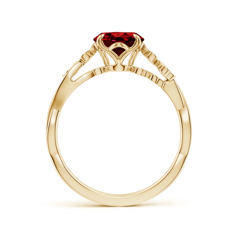 9x7mm AAAA Nature-Inspired Oval Ruby Floral Engagement Ring in Yellow Gold side 199