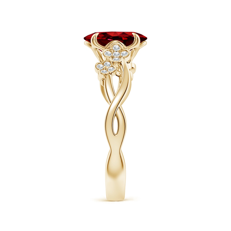 9x7mm AAAA Nature-Inspired Oval Ruby Floral Engagement Ring in Yellow Gold side 299