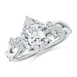 10x8mm GVS2 Nature-Inspired Pear Diamond Floral Engagement Ring in P950 Platinum