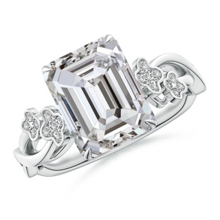 10x7mm IJI1I2 Nature-Inspired Emerald-Cut Diamond Floral Engagement Ring in P950 Platinum