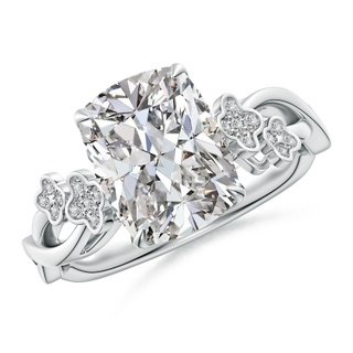 10x7.5mm IJI1I2 Nature-Inspired Cushion Rectangular Diamond Floral Engagement Ring in P950 Platinum