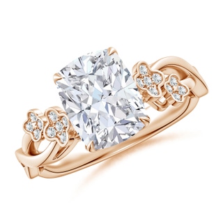 8.5x6.5mm GVS2 Nature-Inspired Cushion Rectangular Diamond Floral Engagement Ring in Rose Gold