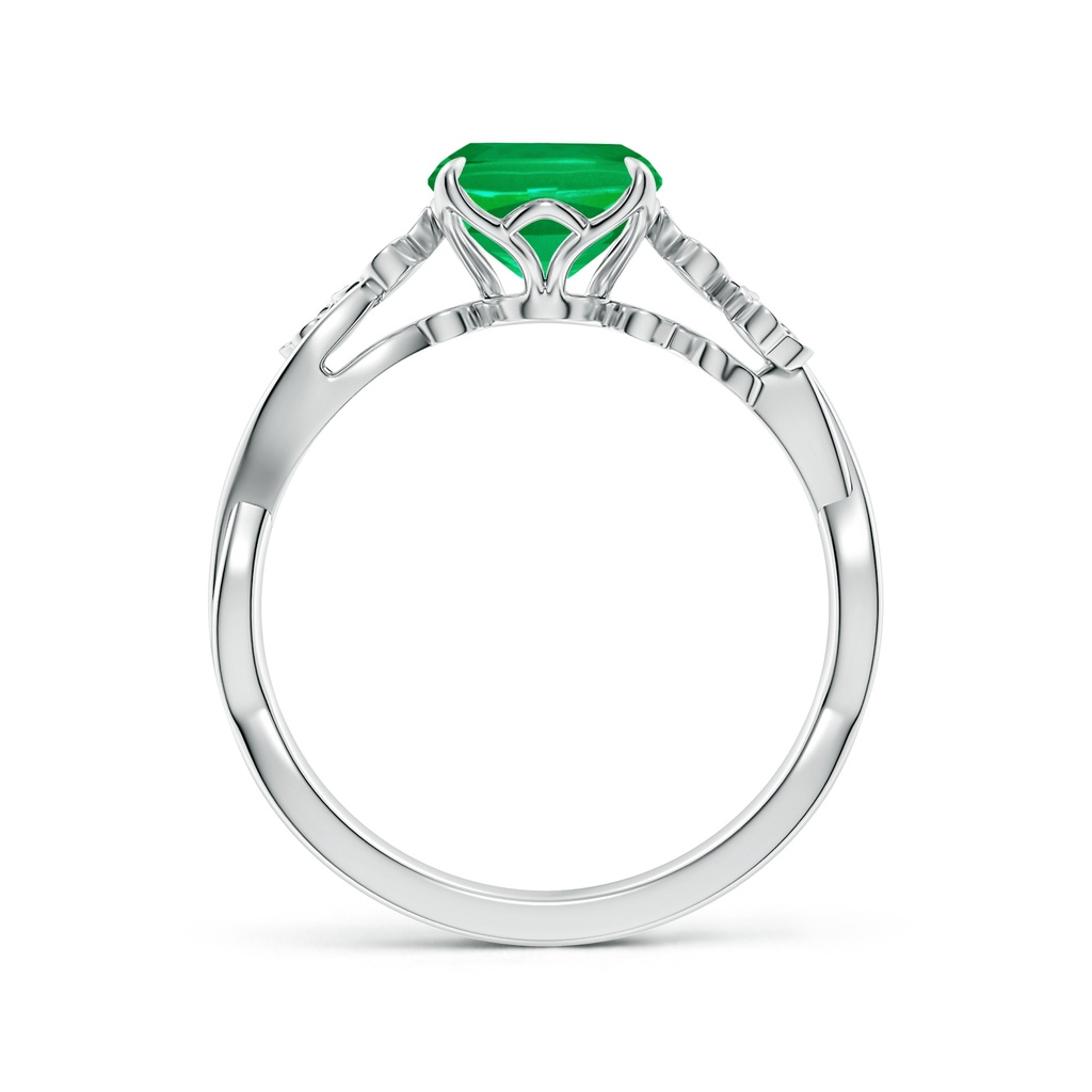 9x7mm AAA Nature-Inspired Cushion Rectangular Emerald Floral Engagement Ring in White Gold Side 199