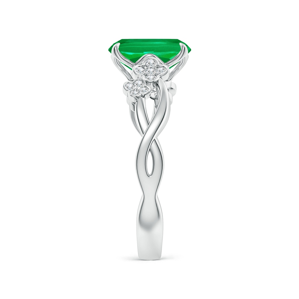 9x7mm AAA Nature-Inspired Cushion Rectangular Emerald Floral Engagement Ring in White Gold Side 299