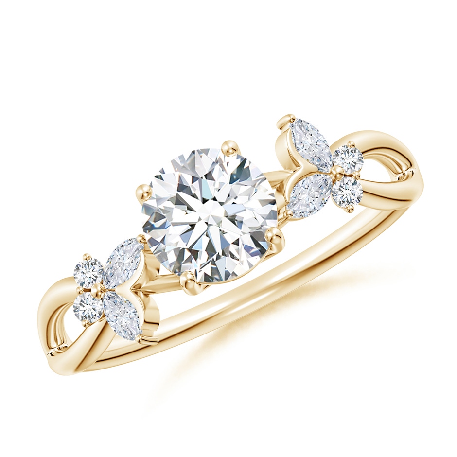 5.9mm GVS2 Round Diamond Butterfly Engagement Ring in Yellow Gold 