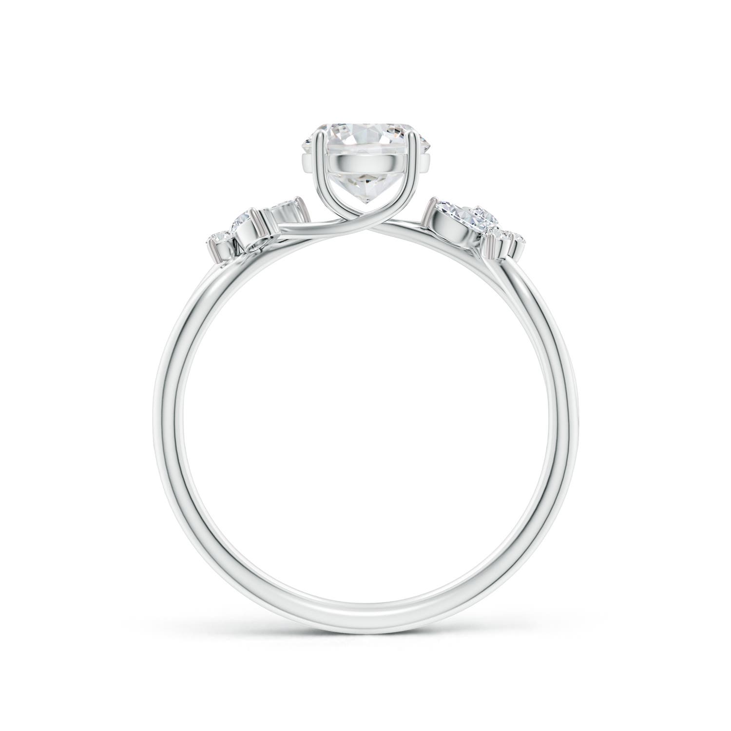 5.9mm HSI2 Round Diamond Butterfly Engagement Ring in 18K White Gold