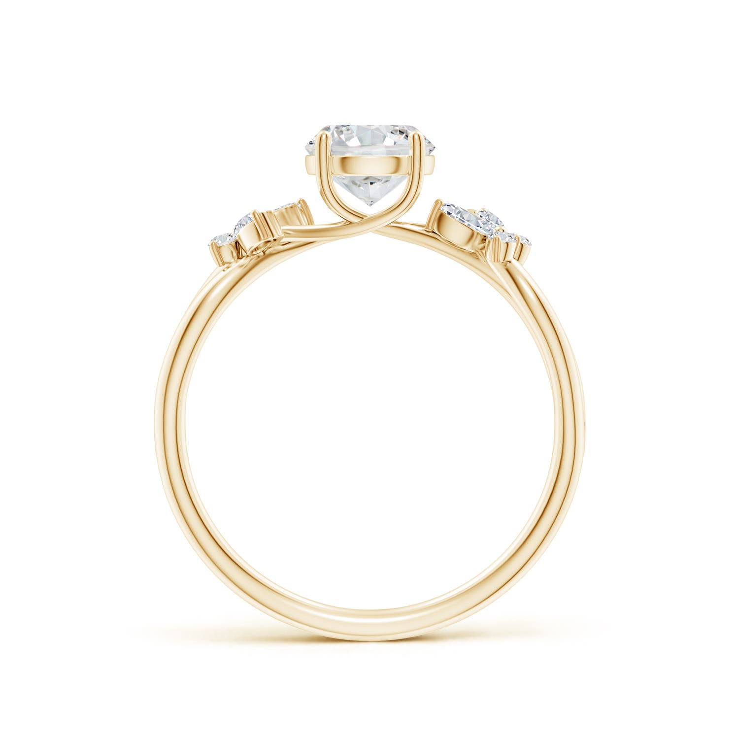 5.9mm HSI2 Round Diamond Butterfly Engagement Ring in 18K Yellow Gold