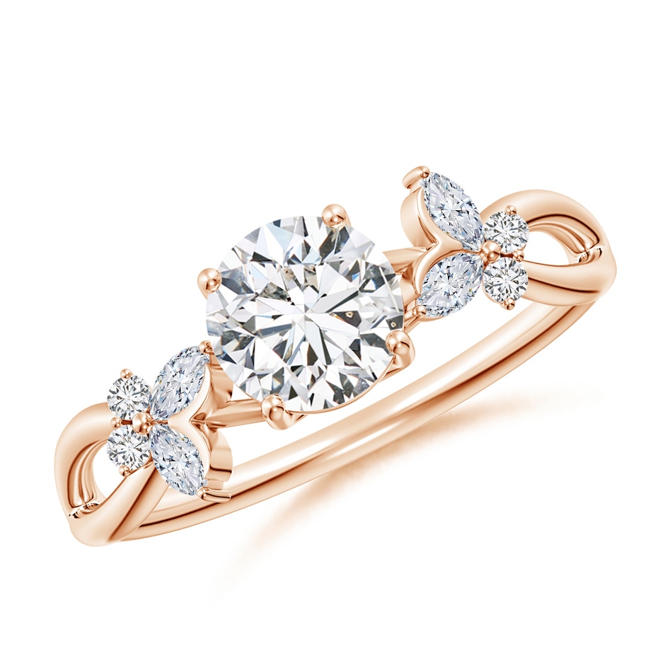 5.9mm HSI2 Round Diamond Butterfly Engagement Ring in Rose Gold 