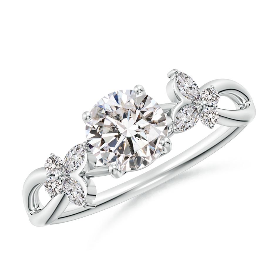 5.9mm IJI1I2 Round Diamond Butterfly Engagement Ring in White Gold 