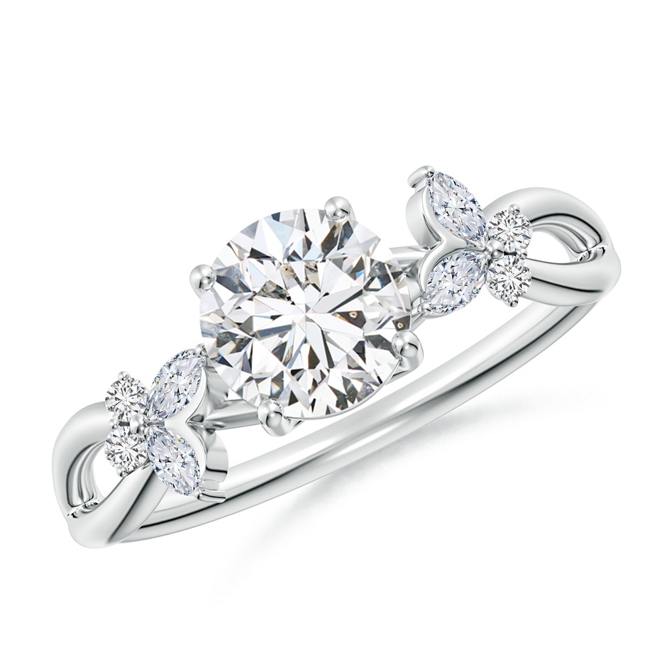 6.4mm HSI2 Round Diamond Butterfly Engagement Ring in White Gold 