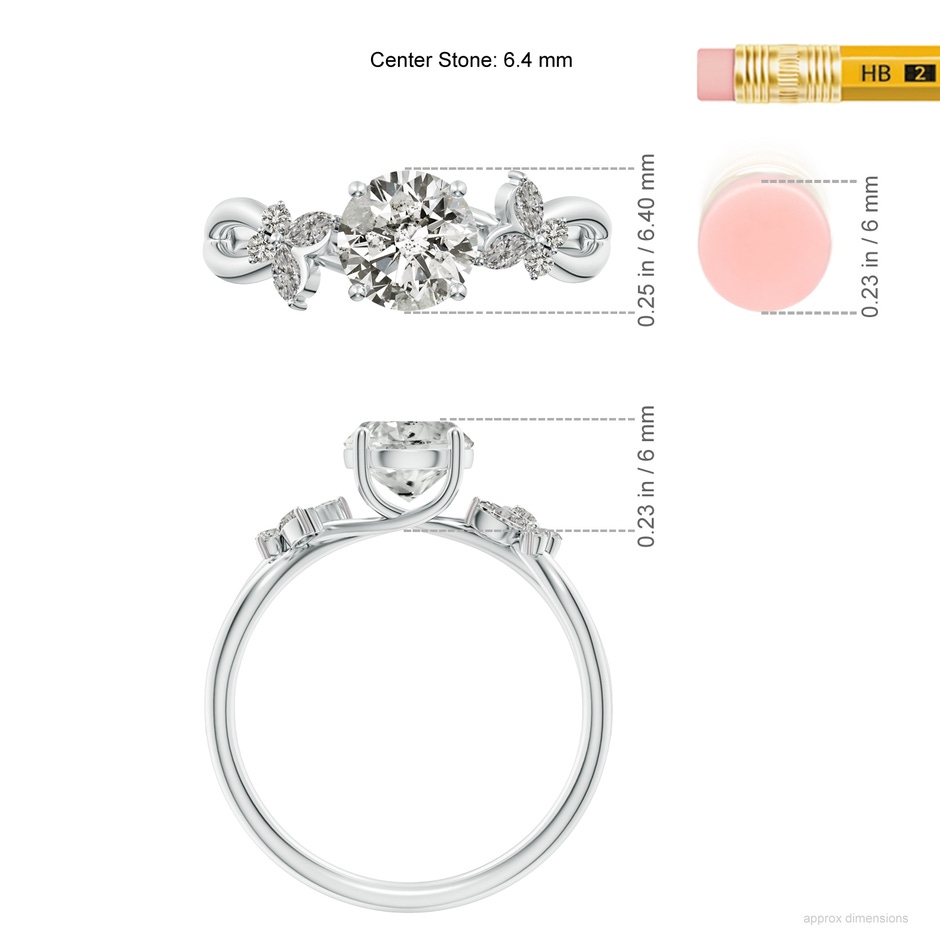6.4mm KI3 Round Diamond Butterfly Engagement Ring in P950 Platinum ruler