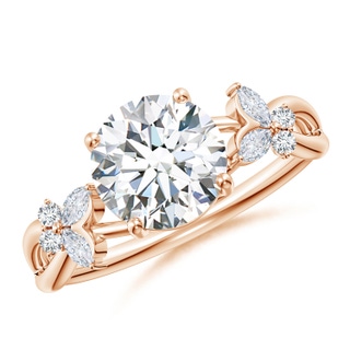 8mm GVS2 Round Diamond Butterfly Engagement Ring in 10K Rose Gold