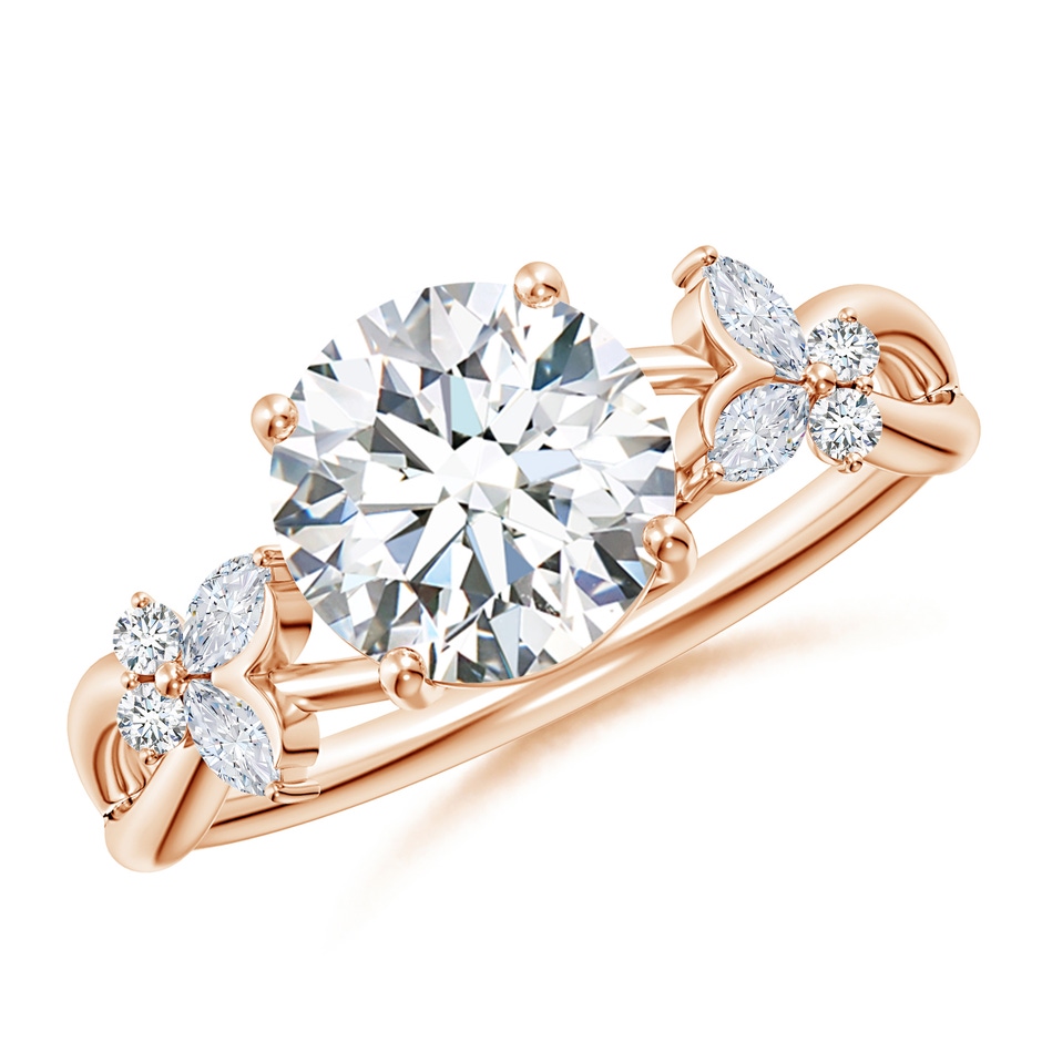 8mm GVS2 Round Diamond Butterfly Engagement Ring in 18K Rose Gold 
