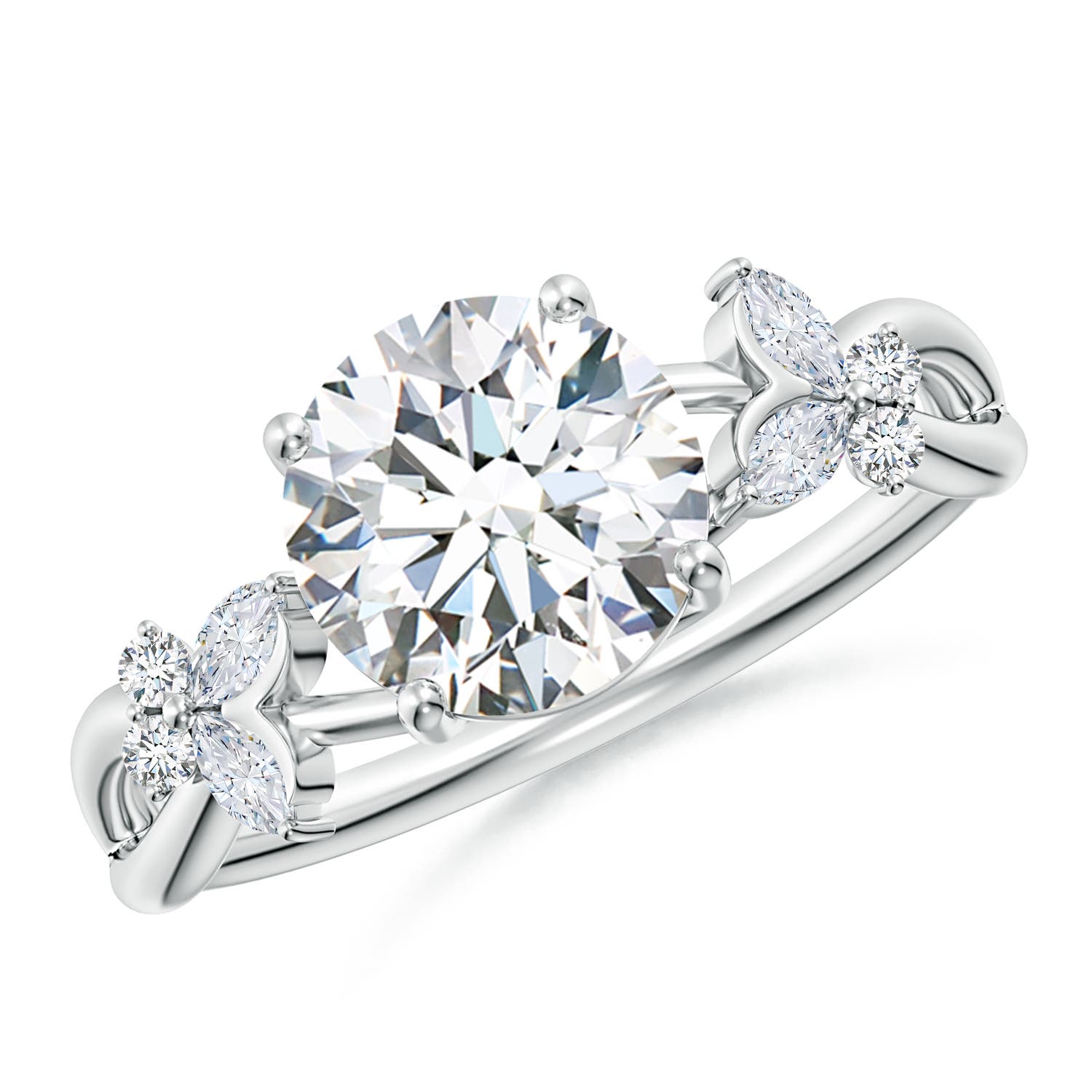 8mm GVS2 Round Diamond Butterfly Engagement Ring in P950 Platinum