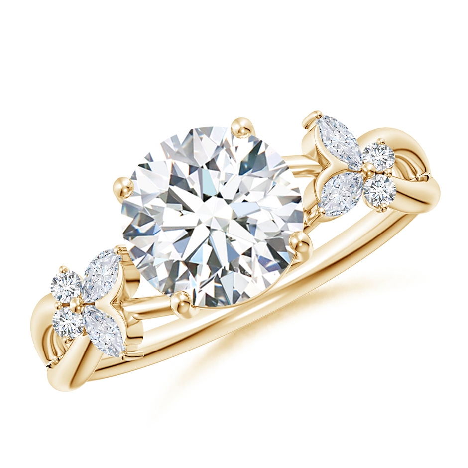 8mm GVS2 Round Diamond Butterfly Engagement Ring in Yellow Gold 