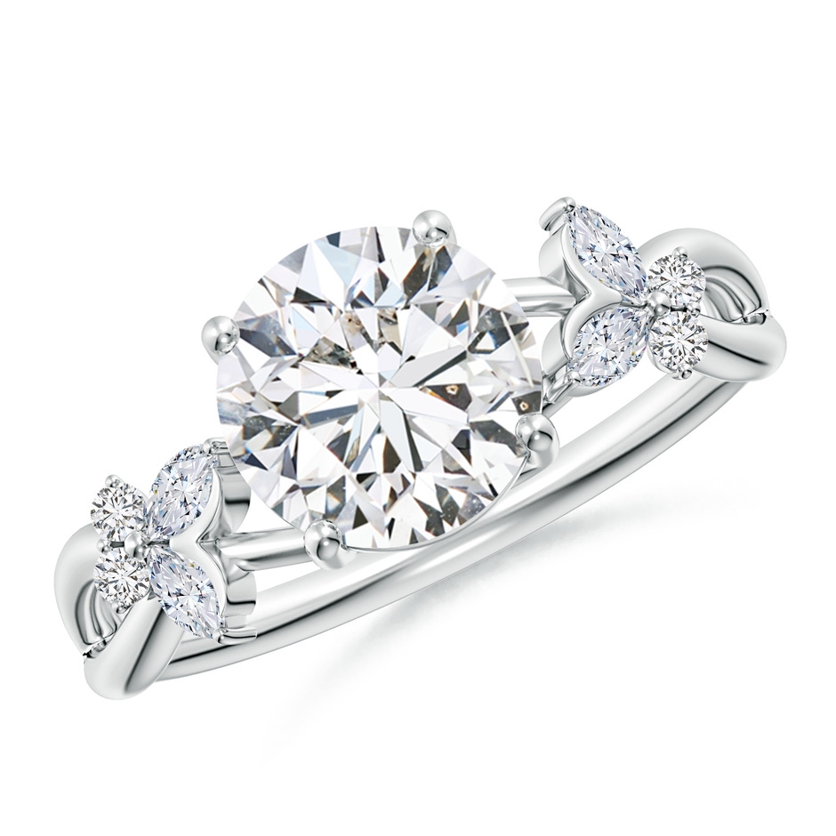 8mm HSI2 Round Diamond Butterfly Engagement Ring in White Gold 