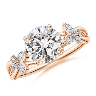 8mm IJI1I2 Round Diamond Butterfly Engagement Ring in 9K Rose Gold