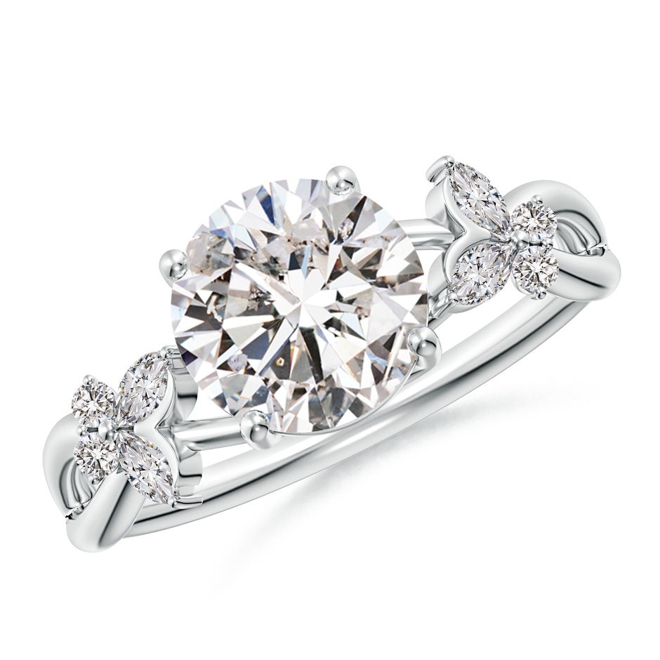 8mm IJI1I2 Round Diamond Butterfly Engagement Ring in White Gold 