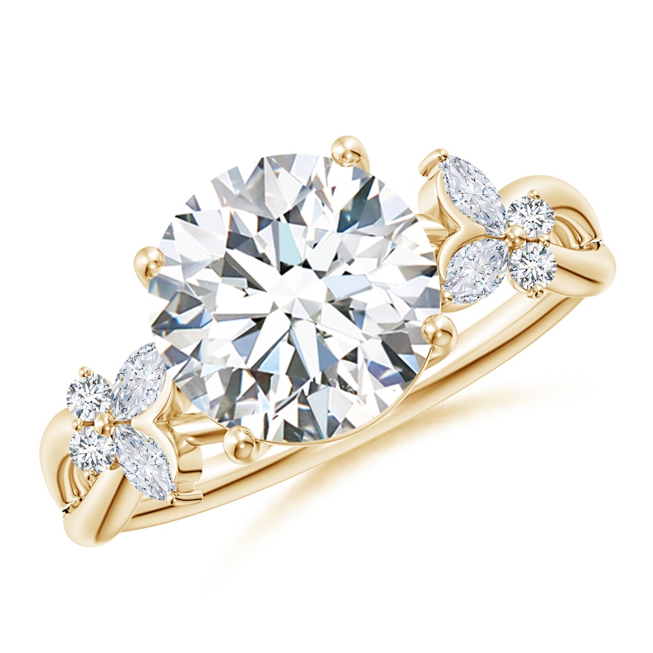 9.2mm GVS2 Round Diamond Butterfly Engagement Ring in Yellow Gold 