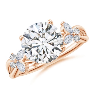 9.2mm HSI2 Round Diamond Butterfly Engagement Ring in 18K Rose Gold
