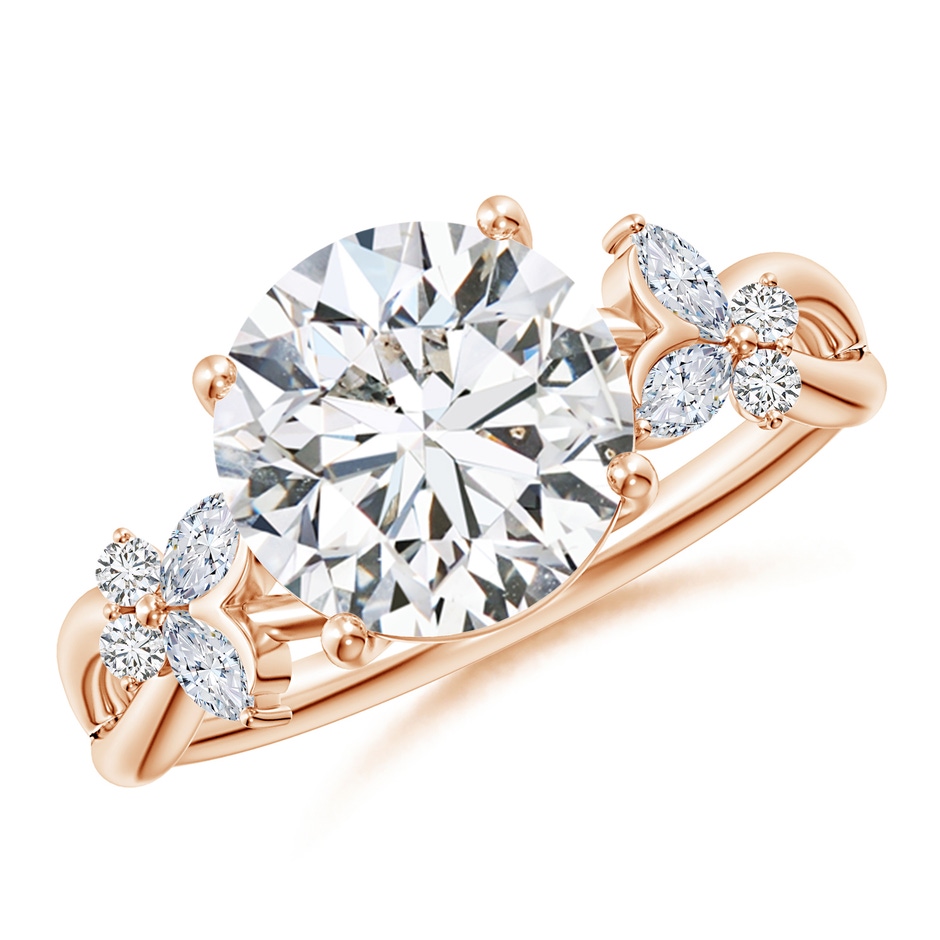 9.2mm HSI2 Round Diamond Butterfly Engagement Ring in Rose Gold 