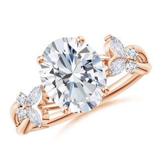 10x8mm GVS2 Oval Diamond Butterfly Engagement Ring in 18K Rose Gold