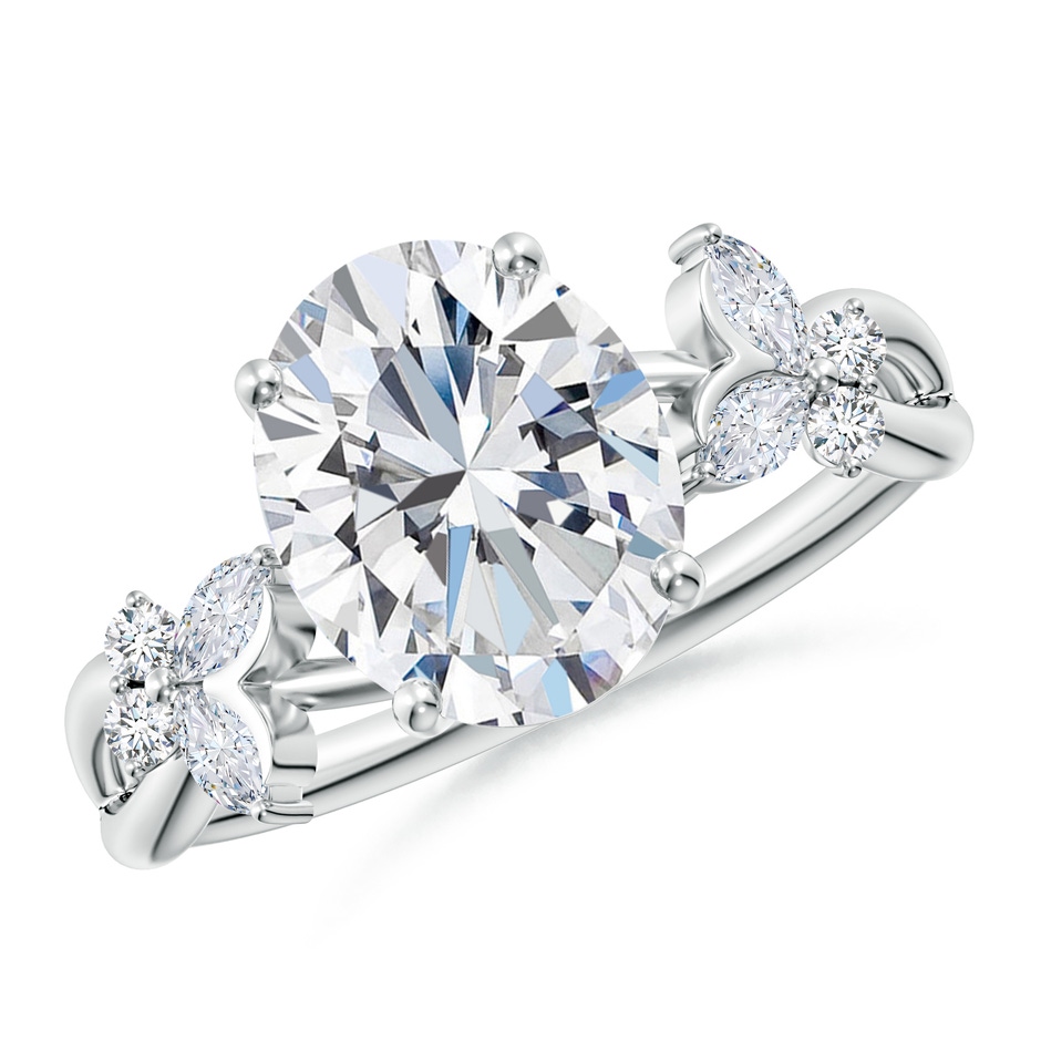 10x8mm GVS2 Oval Diamond Butterfly Engagement Ring in P950 Platinum 