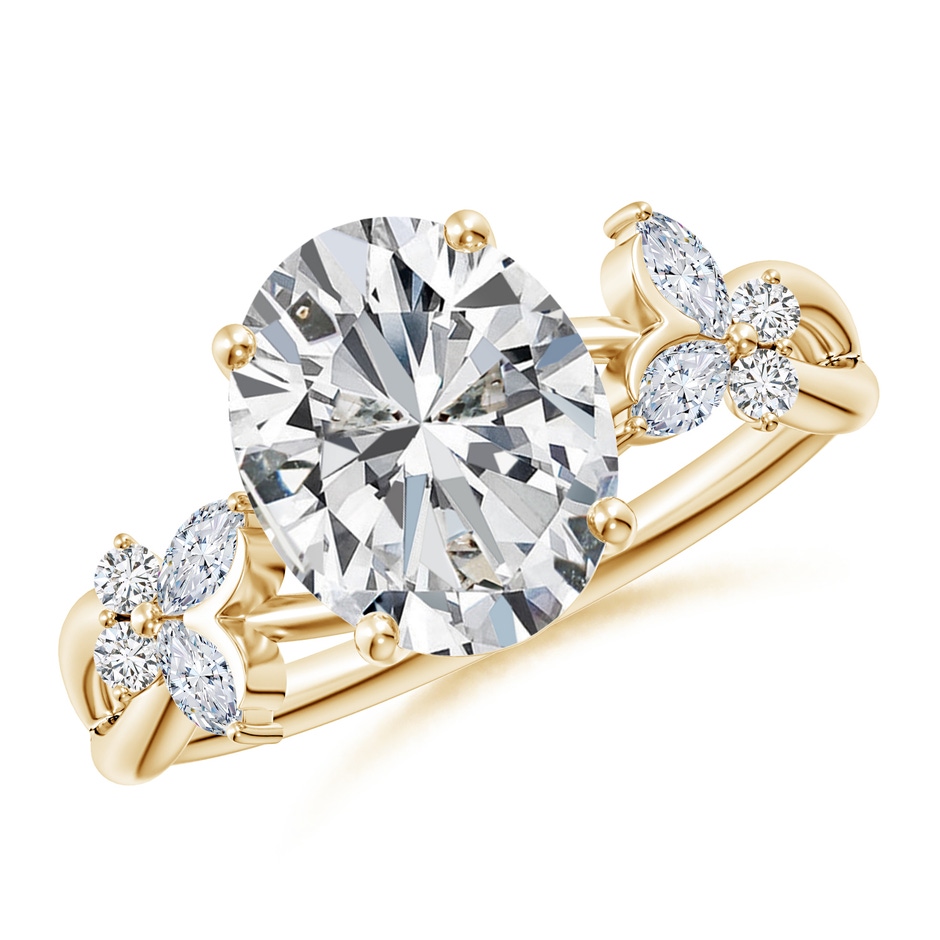 10x8mm HSI2 Oval Diamond Butterfly Engagement Ring in Yellow Gold 