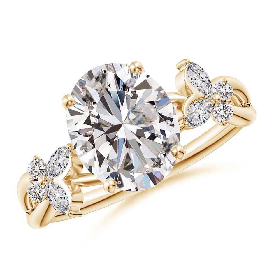 10x8mm IJI1I2 Oval Diamond Butterfly Engagement Ring in 9K Yellow Gold 