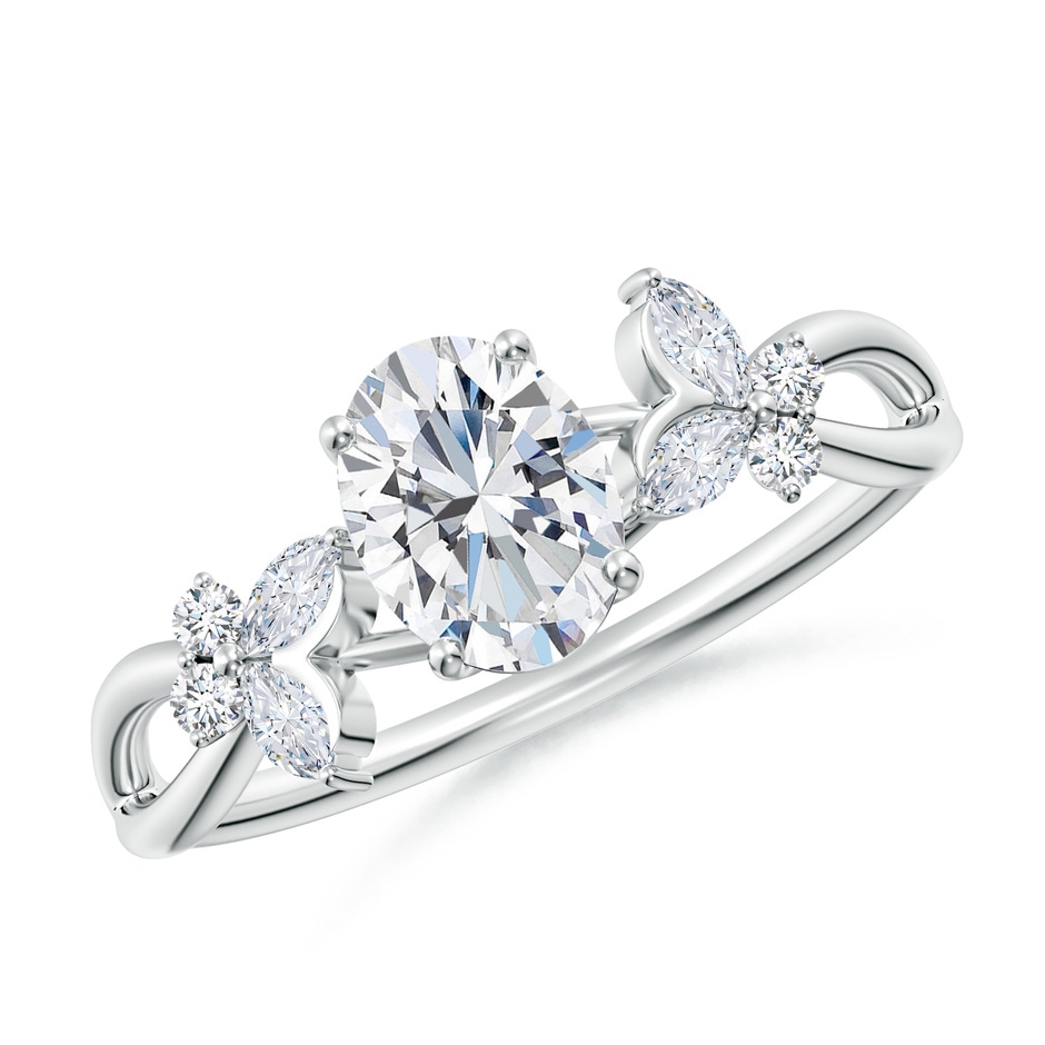 7x5mm GVS2 Oval Diamond Butterfly Engagement Ring in White Gold 