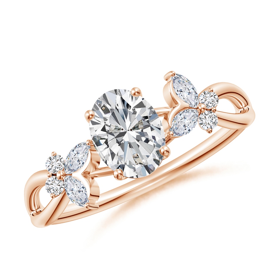 7x5mm HSI2 Oval Diamond Butterfly Engagement Ring in Rose Gold 