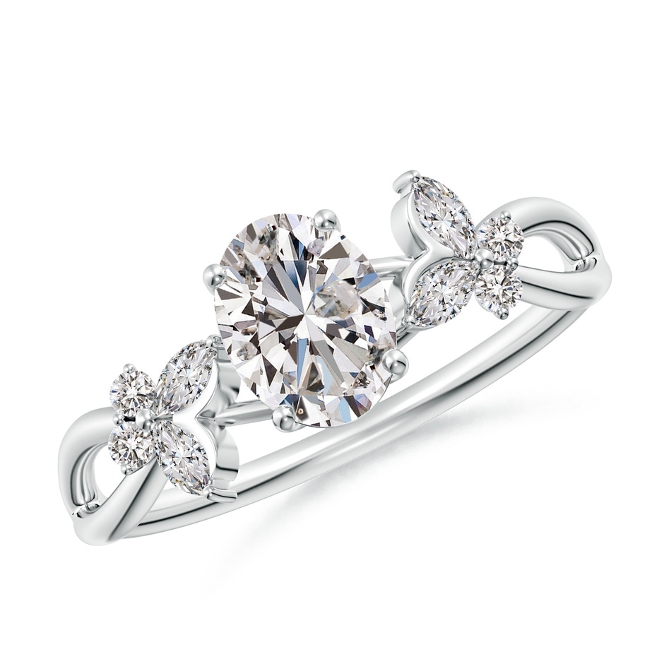 7x5mm IJI1I2 Oval Diamond Butterfly Engagement Ring in White Gold 