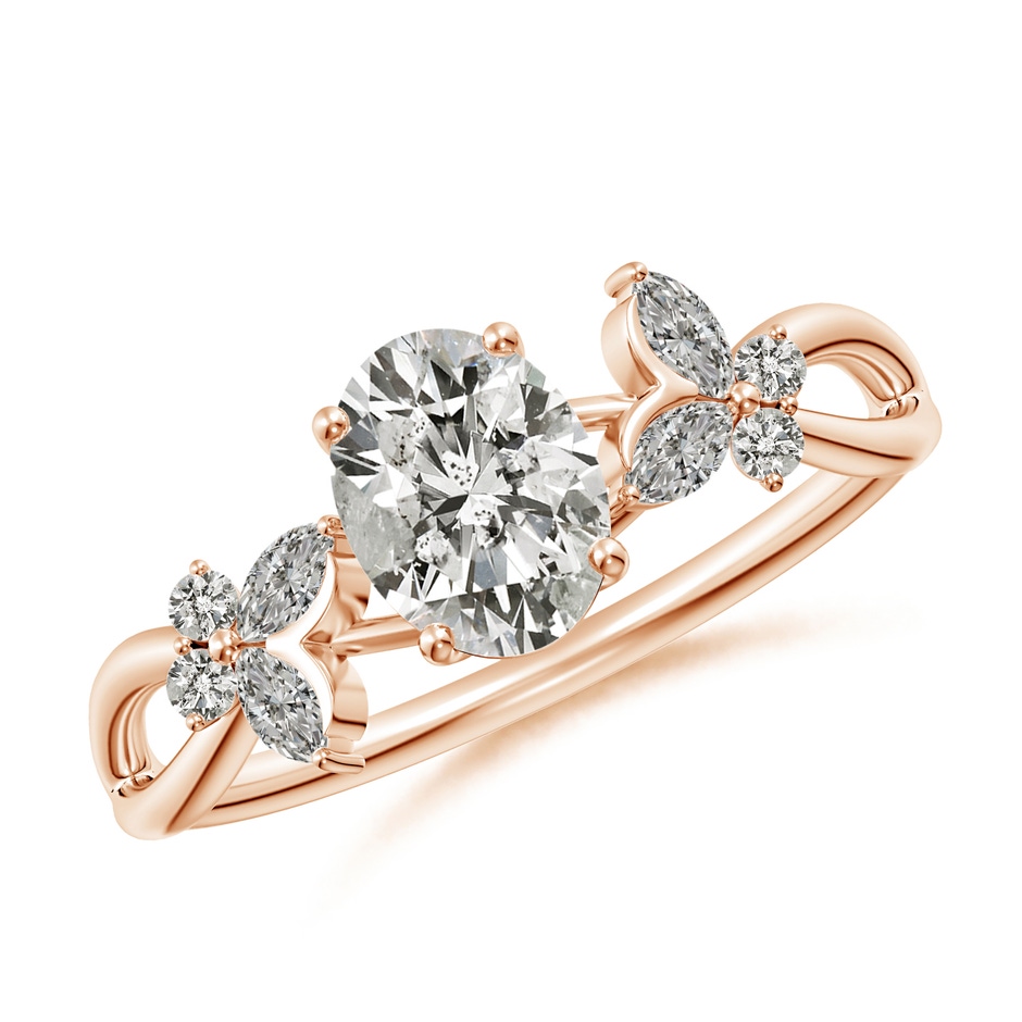 7x5mm KI3 Oval Diamond Butterfly Engagement Ring in Rose Gold 