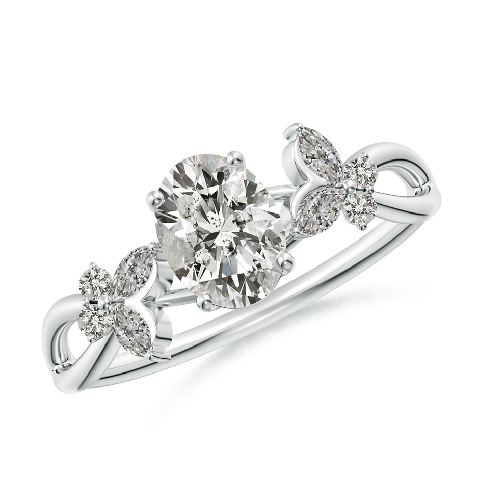 7x5mm KI3 Oval Diamond Butterfly Engagement Ring in White Gold 