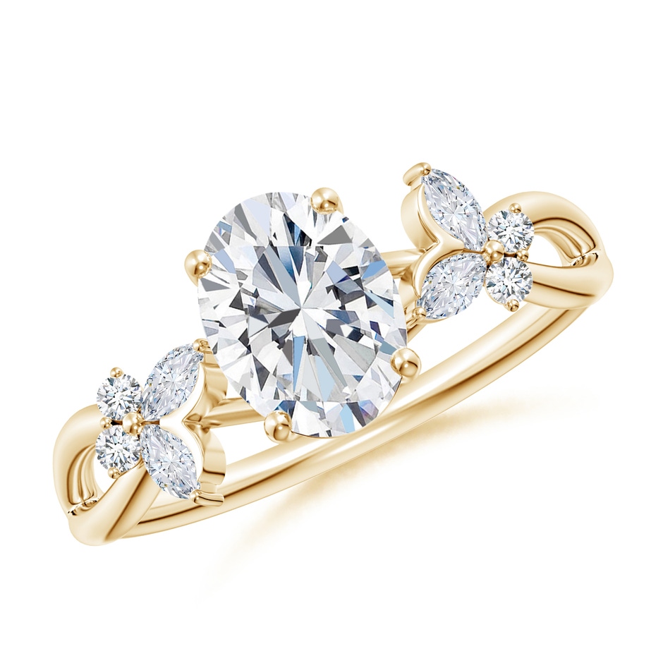 8x6mm GVS2 Oval Diamond Butterfly Engagement Ring in Yellow Gold 