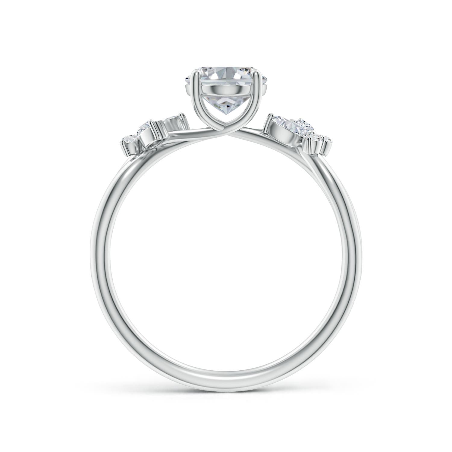 8x6mm HSI2 Oval Diamond Butterfly Engagement Ring in 18K White Gold